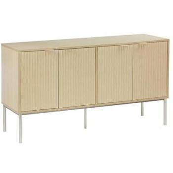 Aparador efecto madera y metal Sweeek, 4 puertas, 140cm, Richmond, Natural, dimensiones 140x40x75 cm