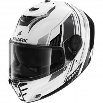 Casco de Moto Integral Shark Spartan RS Byrhon Blanco-Negro Cromado, características: diseño aerodinámico, calota de fibra de vidrio, sistema de ventilación avanzado, interior desmontable y lavable, visera antirrayaduras