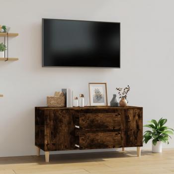 Mueble para TV de madera contrachapada en color roble ahumado, dimensiones 102x44,5x50 cm