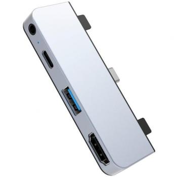 HYPER HD319E-SILVER 4-in-1 USB-C Docking Station for Mobile Devices and Tablets, Silver