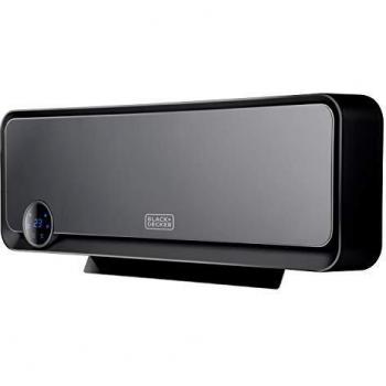 Black+Decker BXWSH2000E Calefactor cerámico de pared apto para baños con termostato electrónico, programador, temporizador y mando a distancia, pantalla LED, sistema PTC y oscilación automática