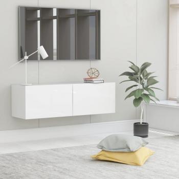 Mueble De Tv Azyal Flotante 2 Puertas Abatibles Blanco Brillante 30X100x30 Cm