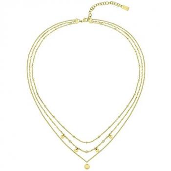 Collar de Cadenas Múltiples BOSS Iris en Acero Inoxidable Dorado con Cristales para Mujer - 1580334