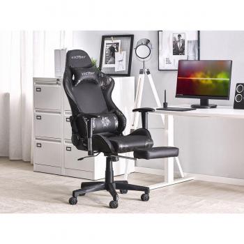 Silla Gaming Victory Camuflaje Negra Piel Sintética Giratoria con Reposabrazos y Reposapiés Ajustable