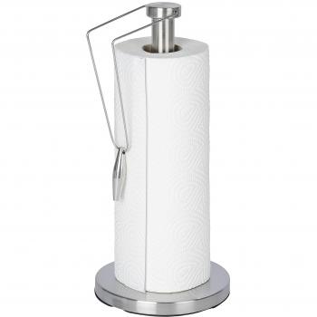 WENKO Portarrollos de papel de cocina Preston acero inox, Acero inoxidable, 15 x 33 x 15 cm, Plata mate