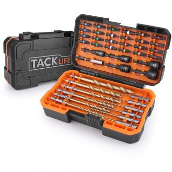 DNS02 TACKLIFE 42 Piezas Juegos de Puntas, 12 * Broca Helicoidal, 5 * Llave de Vasos, 24 * Puntas, 1 * Portapunta Magnética, para atornillador y taladro