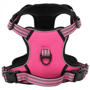 Arnés para perros con correa y collar ajustable Rosa L