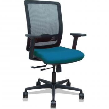 Silla Haches Traslack Malla Negra Asiento Bali Verde Petróleo Brazos 2D Ruedas 65mm