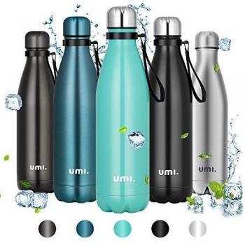 Umi. by Amazon - Botella Agua Acero Inoxidable, Termo 750ml, Sin BPA, Islamiento de Vacío de Doble Pared, Botellas Frío/Caliente, Reutilizable para Niños, Colegio, Sport, Bicicleta