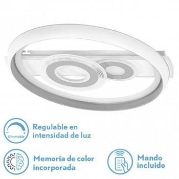 Plafón LED regulable FABRILAMP Sucre Blanco/Gris 80W 7x51x51 cm 7600lm