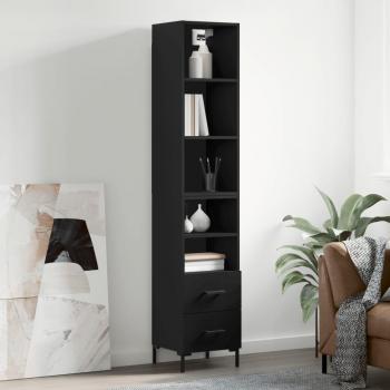 Aparador de madera contrachapada negro 34,5x34x180 cm vidaXL