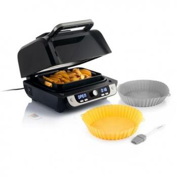 Pack Freidora de Aire InnovaGoods 12-en-1 6L 3400W con Grill, Accesorios y Cestas de Silicona