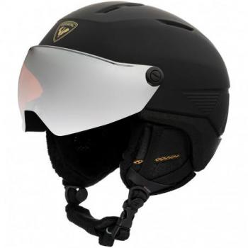 Casco Rossignol Fit Visor Impacts para mujer, color negro con lente espejada S2 naranja, talla S-M