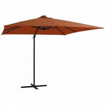 Sombrilla voladiza con luces LED y poste de acero 250x250 cm color arena, verde, antracita