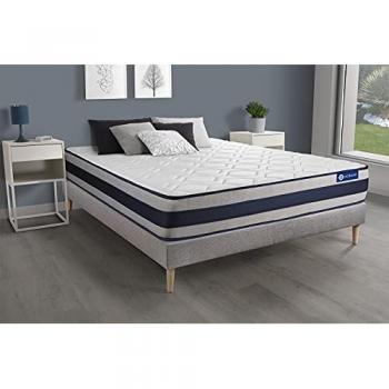 Somier gris Actisom + Colchón de muelles y viscoelástica 160 x 200 cm - Confort firmeza 24 cm