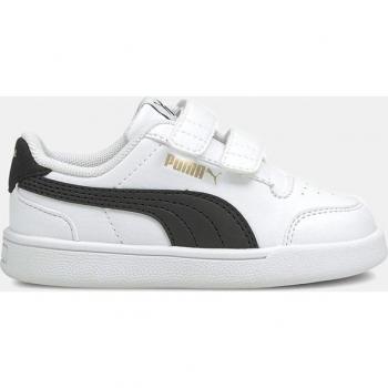 Zapatillas Puma Shuffle V INF Basket Bajas para Bebé Niño con Logotipo y Doble Cierre Adherente en Color Blanco