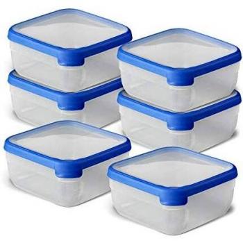 Curver Grand Chef @Home Bote Hermético Cuadrado 2.5L, Pack de 6 Unidades