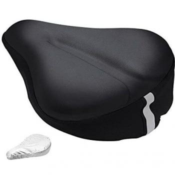 Cojín grande para asiento de bicicleta, suave, de gel ancho, funda de asiento de bicicleta, cojín de espuma ancha, se adapta a crucero, bicicletas estacionarias, ciclismo interior al aire libre