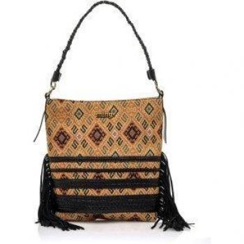 Mustang Frill2 Bolso de Hombro para Mujer con Detalle Boho y Cierre de Cremallera Marrón/Negro