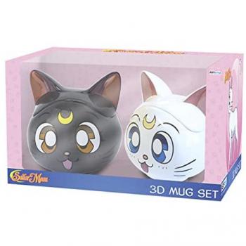 Set de 2 Tazas 3D Sailor Moon - Luna & Artemis, dimensiones 18x26x15 cms