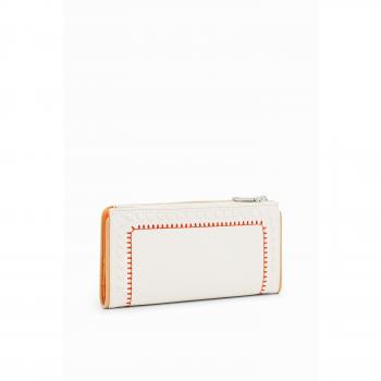 Desigual Chic Dual-Compartment Beige Wallet with Contrast Detail and Logo, Female, Size: ONE SIZE