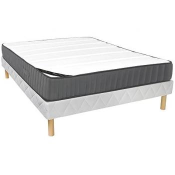 Conjunto 140 x 200 cm somier + colchón de muelles ensacados con 7 zonas y espuma de alta resiliencia de 26 cm - AUDACE de PALACIO
