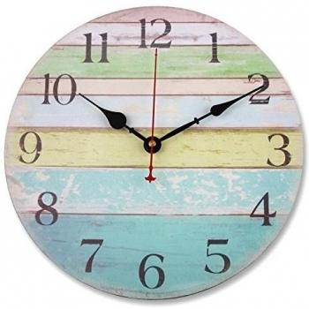 Soledi Reloj de Pared de Cuarzo Estilo Toscano Vintage Francesa Paris Reloj de Madera 30 cm