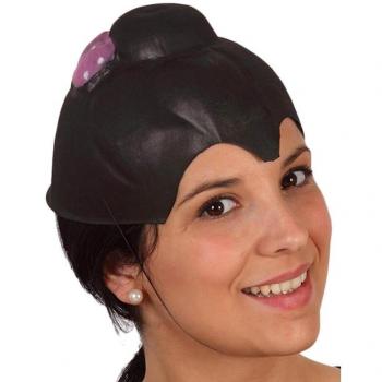 Casquete imitando peluca Asiática Negra en PVC (Atosa)