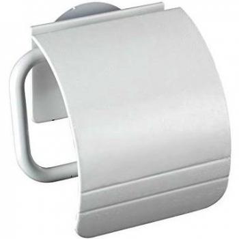 WENKO Static-Loc portarrollos de papel higiénico con tapa Osimo blanco - fijar sin taladrar, Polipropileno, 15 x 14 x 5 cm, Blanco