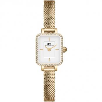 Reloj de Mujer Daniel Wellington Quadro Mini Lumine Bezel Dorado con Malla de Acero 15.4x18.2mm