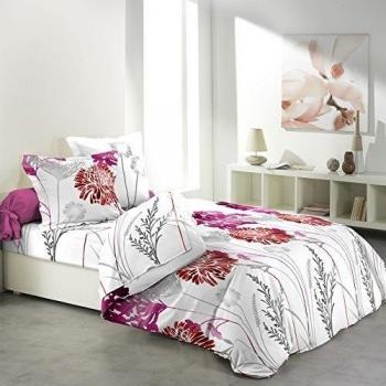 Douceur d 'Intérieur 1441004 Florina Juego sábana bajera con sábana bajera/sábana plana/2 fundas de almohada algodón, 140 x 190 cm), multicolor
