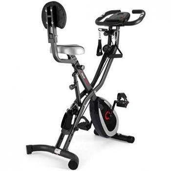 Ultrasport F-Bike 400BS Crosstrainer con respaldo, sistema de bandas de tensión, brazos y piernas de entrenamiento, pantalla LC y app, plegable, ideal para seniors y juniors, gris oscuro/negro