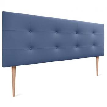 Cabecero Acolchado Capitone Tapizado en Polipiel o Tela Acualine 8cm Grosor Azul 135x115cm con Patas