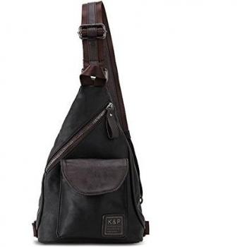 Wewod Moda Unisex Bolsa Bandolera Mochila Caso de Bolsillo Bolso del Pecho PU Bolsa de Hombro 18 x 31 x 6 cm