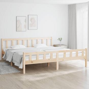 Cama de madera maciza 180x200 cm Super King con estructura robusta, diseño elegante, acabado en color natural, fácil montaje y alta durabilidad