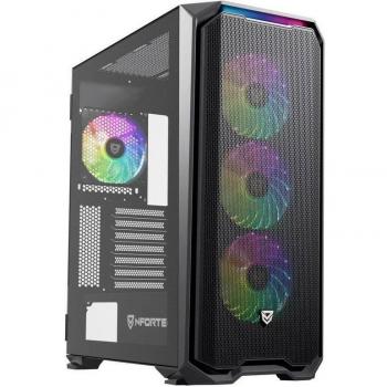 Nfortec Krater X Cristal Templado USB 3.0 ARGB Negra con Diseño Elegante