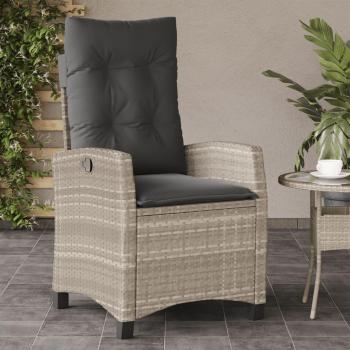 Silla de jardín reclinable con cojines de Polyrattan gris claro y ratán PE gris claro Vidaxl
