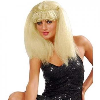 Peluca afro mujer Pop rubia con coletas y flequillo