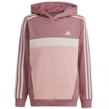 Adidas Tiberio 3 Stripes Colorblock Fleece Hoodie for Kids - Preloved Crimson/Semi Pink Spark/Sandy Pink, Ages 13-14