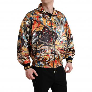 Dolce & Gabbana Multicolor Abstract Polyester Bomber Jacket - IT50 | L