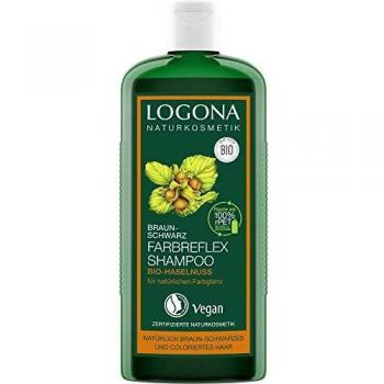 Logona Organic Hazelnut Color Reflex Shampoo for Brown and Black Hair, 250 ml