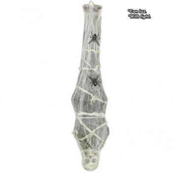 Colgante Esqueleto Inmovilizado con Tela de Araña y Luz 120 Cm