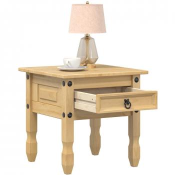 Mesa auxiliar Corona de madera maciza de pino 50x50x50 cm, color marrón, ideal para salón o entrada, funcional como mesa de sofá o consola