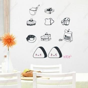 Carcasa PopDecals - deliciosa comida - adhesivo de pared para niños habitaciones adolescentes y murales diseño de papel pintado para pared e instrucciones para coser pijamas ropa de descanso para niñas pegatinas decorativas para pared con texto Decor a