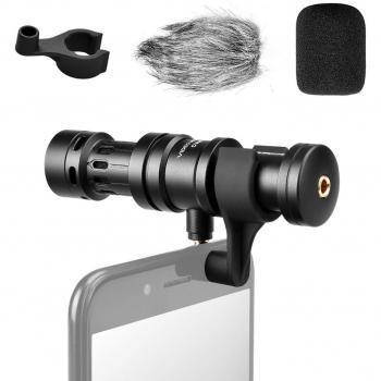 comica CVM-VS08 Microfono Video, Microfono Shotgun Direccional para iOS y Android, Micrófono Condensador Supercardioide Direccional para Smartphone, Material Metal Aluminio