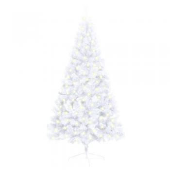 Half Pre-lit Christmas Tree with White Stand 150 cm PVC