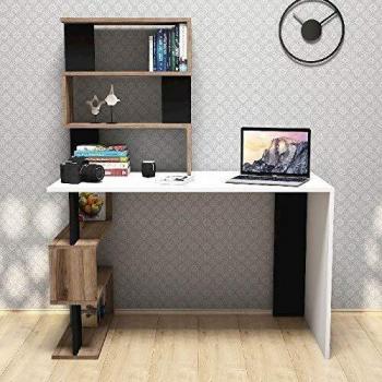 Homemania Snap Mueble, Madera, Blanco/Nogal/Negro, 120 X 60 X 148,2 cm