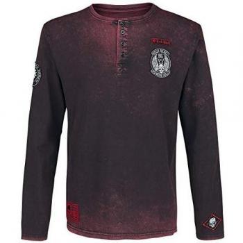 Rock Rebel by EMP Through The Glass Hombre Camiseta Manga Larga Burdeos M, 100% algodón, Patches Regular