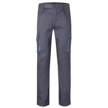 Pantalón Bicolor Multibolsillos Gris/Celeste Talla 48