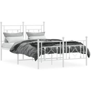 Estructura cama metal con cabecero y estribo blanco 120x200 cm